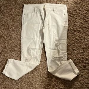 Juniors Size 9 white jeans, distressed